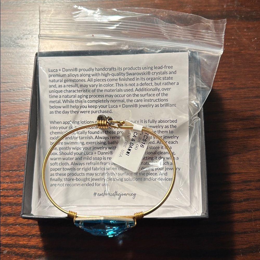 Luca + Danni Gold Bracelet with Iridescent Blue Crystal - Picture 2 of 4